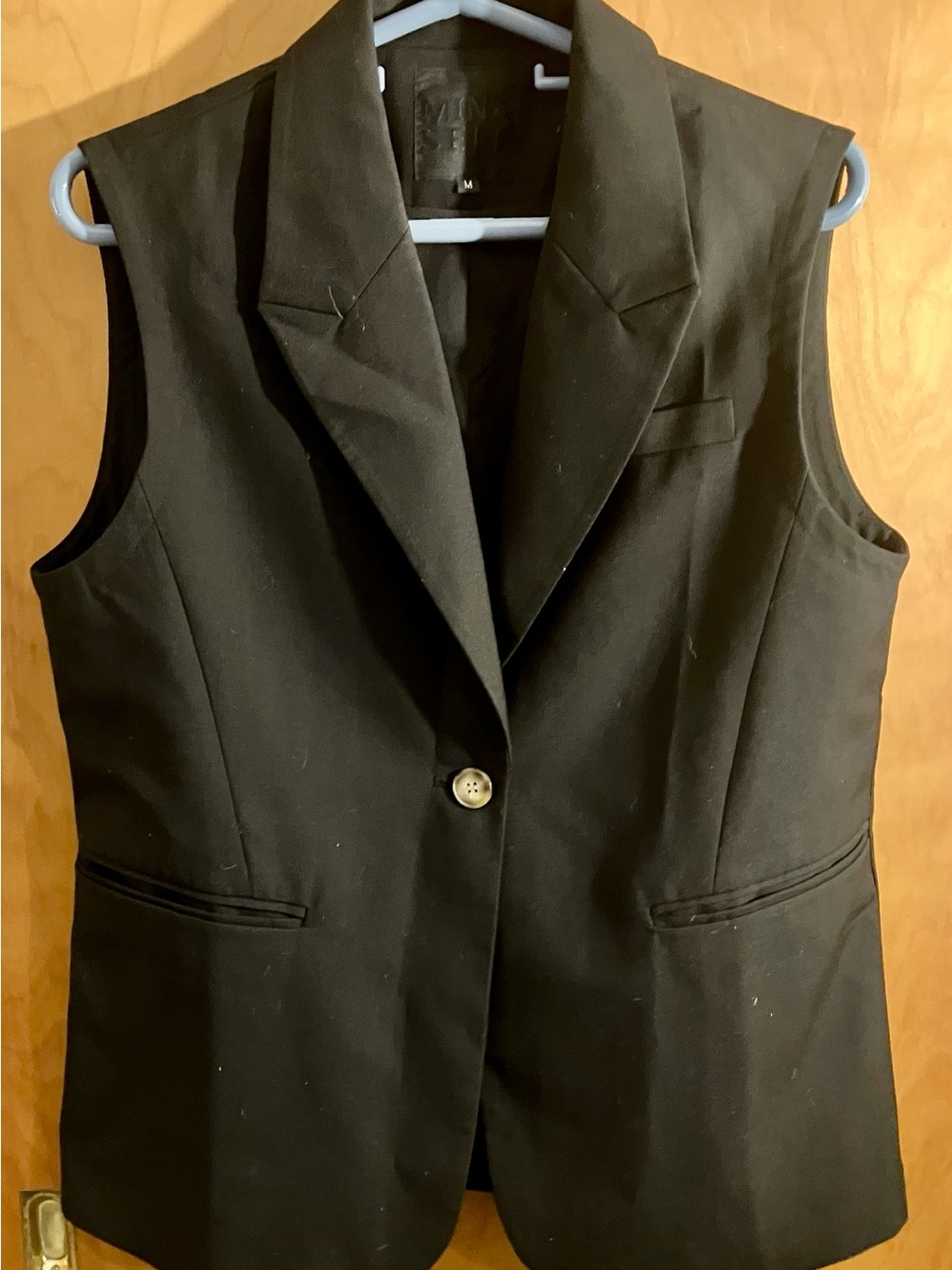 Ina Black Sleeveless Tailored Vest with Single Button